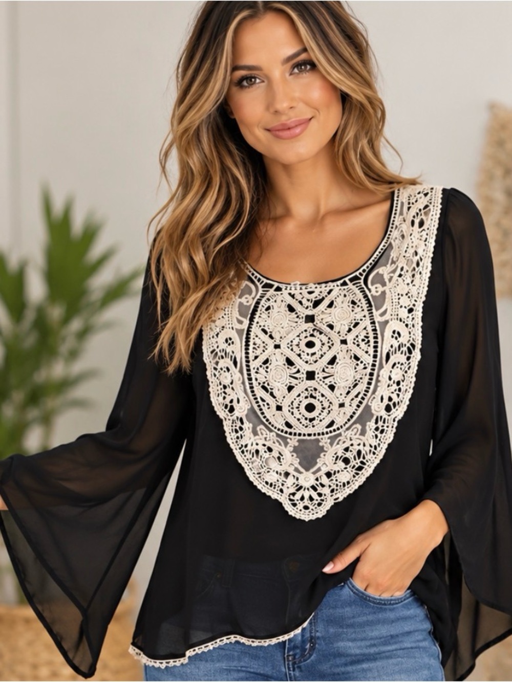 PPP 21” length 27” at the back front length 24 inches gorgeous black blouse
